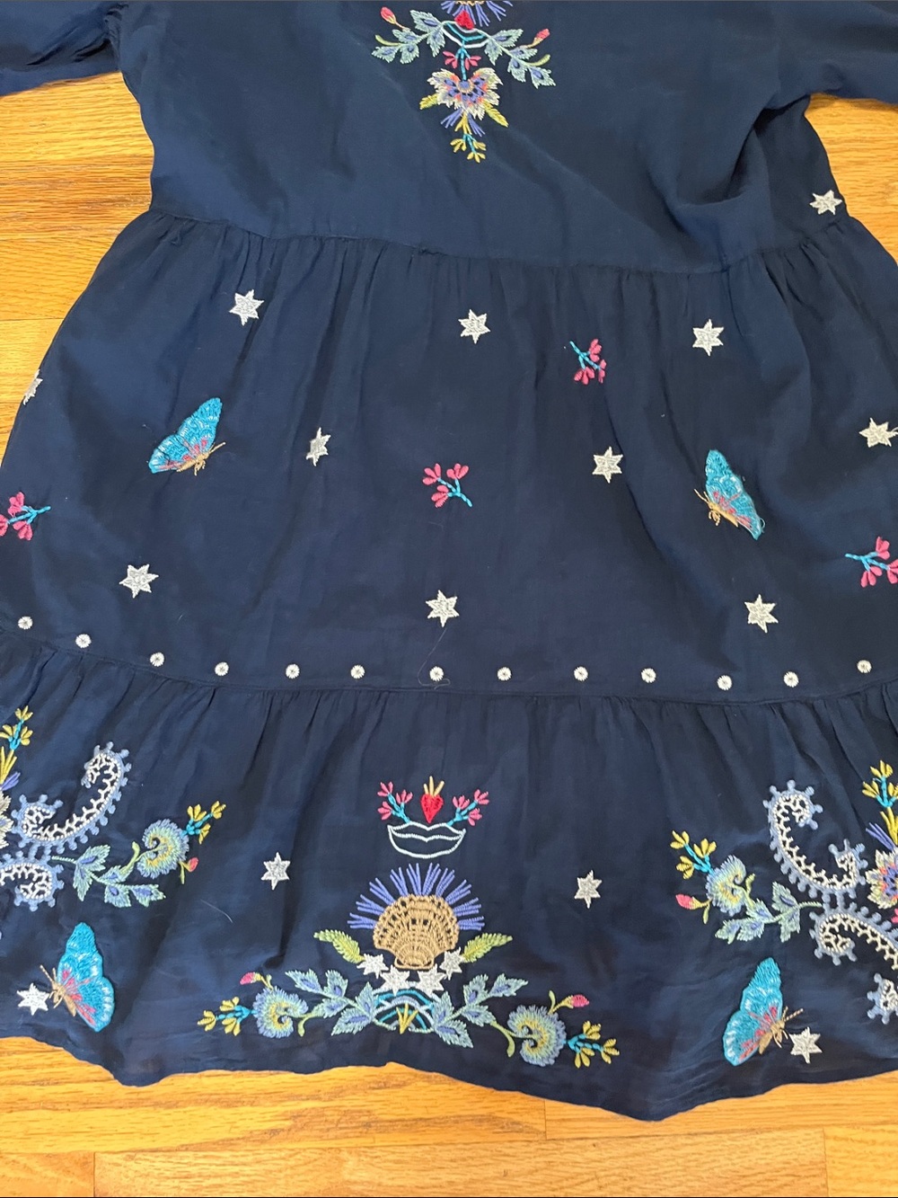 Johnny Was Embroidered Navy Blue Dress - Boho Floral large - Picture 7 of 7